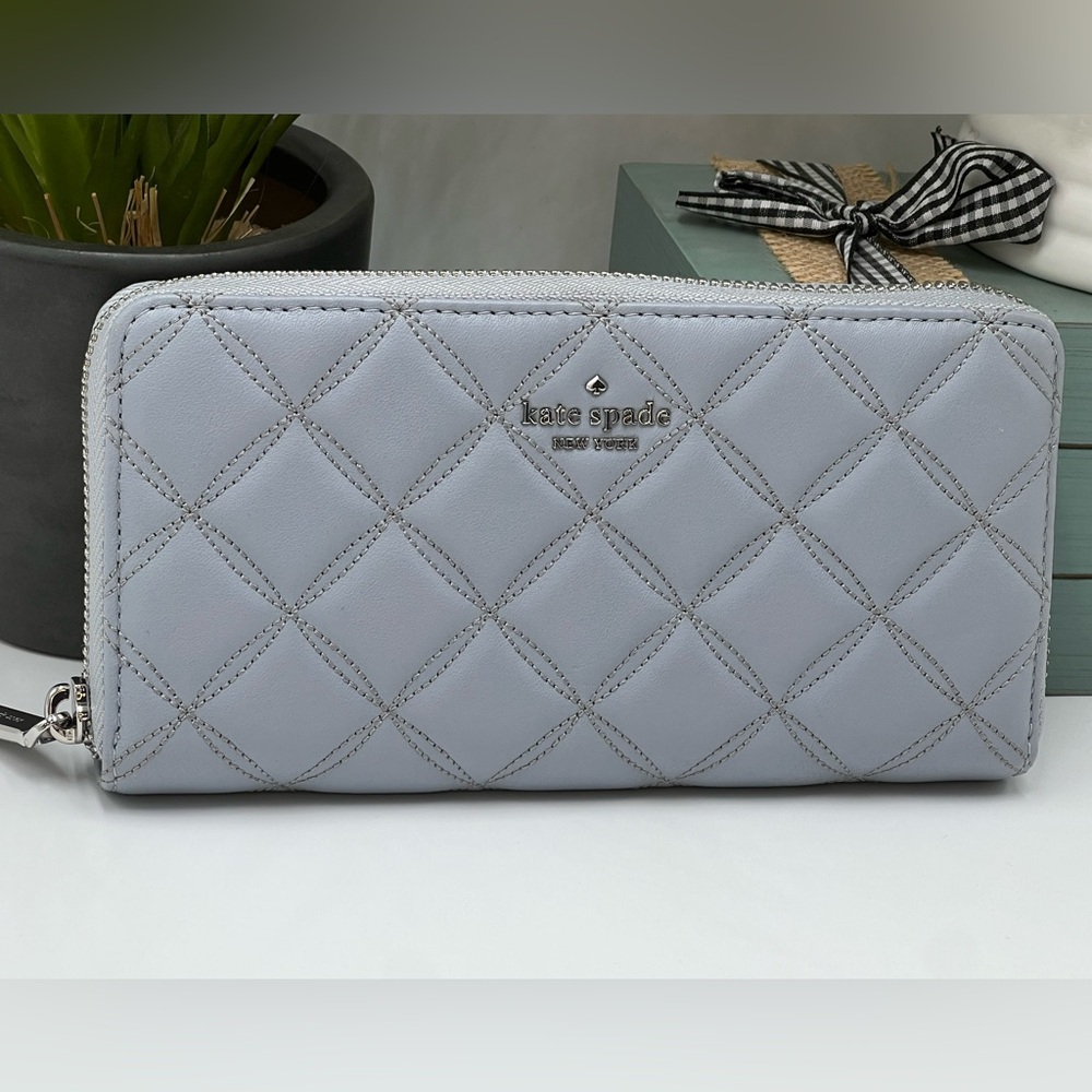 Kate Spade Natalia Large Continental Wallet in quilted leather in Brushed Steel - Picture 2 of 6